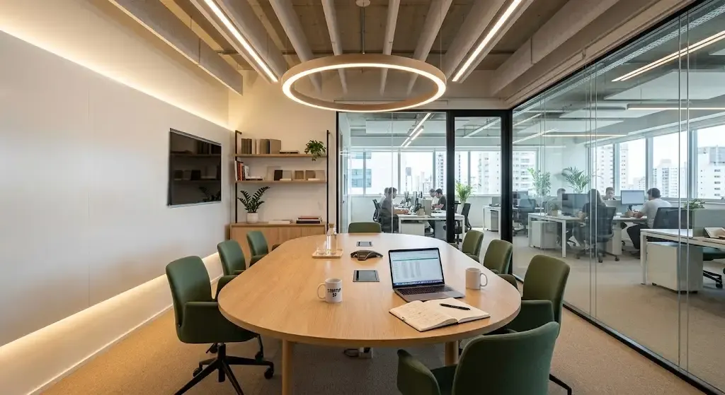 Sala de reunião executiva projetada pela Mold Arq